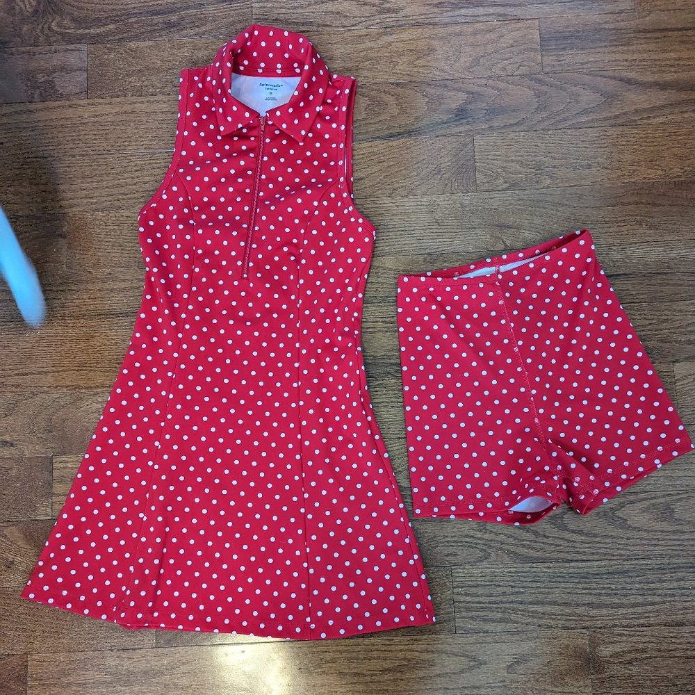 Reformation polka dot active dress with shorts XS